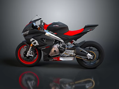 Black and Red Sport Motorcycle With Sleek Design Alloy Wheels And Exhaust Pipes 3d model