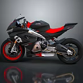 Black and Red Sport Motorcycle With Sleek Design Alloy Wheels And Exhaust Pipes