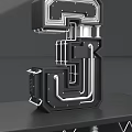 Mechanical Style Digital Number 3 With Black Body Silver Pipes And Metal Structure On Black Table