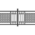Decorative Metal Fence with Ornate Patterned Panels and Central Gate Design 3d model