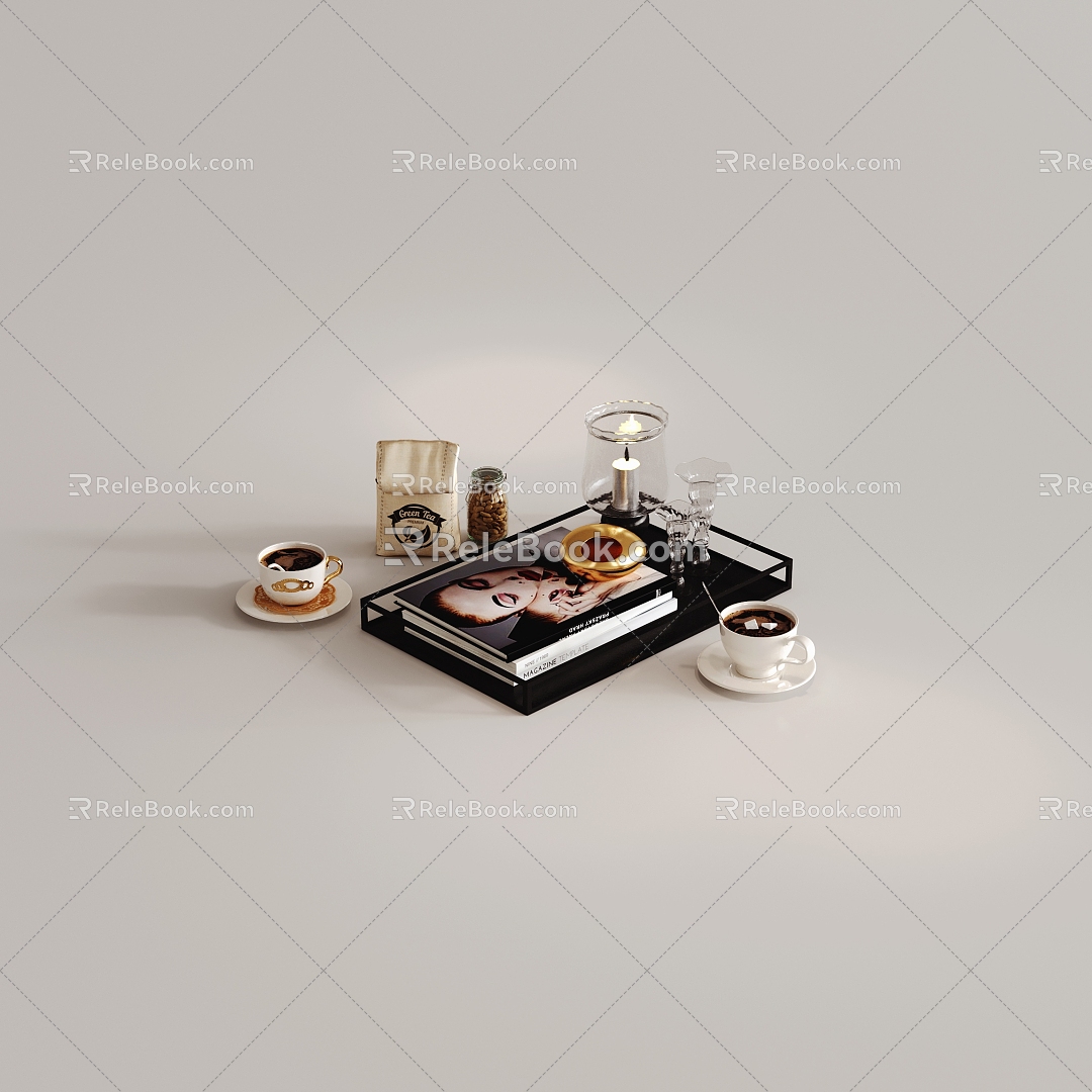 coffee flower coffee coffee cup tray coffee beans 3d model