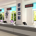 Efficient Convenient One Stop Service Hall With Counter Seats Computers And Information Displays