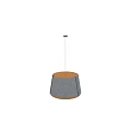 Modern Cylindrical Pendant Light With Gray Fabric Shade And Orange Inner Glow