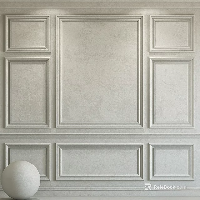 Elegant White Wainscoting Panels With Rectangular Frames For Minimalist Wall Design 3d model