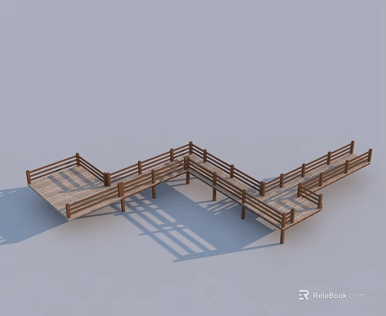Wooden Swing Door For Outdoor Deck With Railings And Wooden Structure Design 3d model 