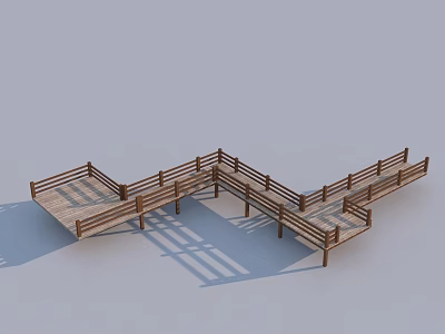 Wooden Swing Door For Outdoor Deck With Railings And Wooden Structure Design 3d model