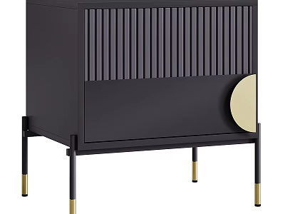 Modern Black TV Cabinet With Gold Accents And Vertical Slat Design 3d model