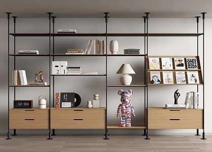 Modern Bookshelf Storage Rack Laminated Board Rack Bookcase Storage Rack Decorative Rack Book Accessories Ornaments 3d model