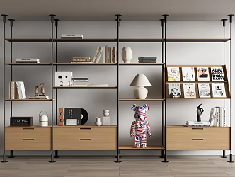 Modern Bookshelf Storage Rack Laminated Board Rack Bookcase Storage Rack Decorative Rack Book Accessories Ornaments 3d model