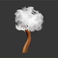 Modern Artistic Decorative Tree Featuring Orange Trunk And White Fluffy Canopy