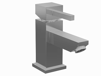 Sleek Modern Stainless Steel Faucet With Square Handle And Single Spout Design 3d model