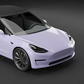 Modern Purple Tesla Car With Black Roof And Sleek Black Wheels Design