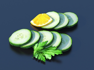 Cucumber cilantro garnish with leafy gourmet garnish 3d model