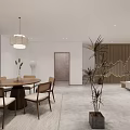 Modern Living Dining Room With Circular Ceiling Light Light-Colored Sofa Coffee Table And TV Wall
