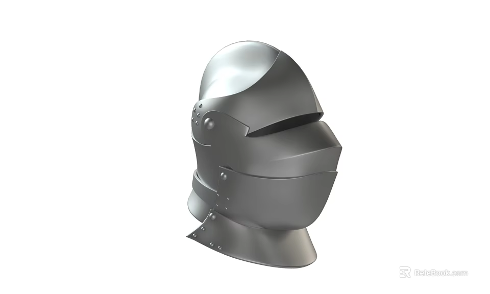 Medieval Knight Metal Helmet With Face Guard And Rivet Design 3d model 