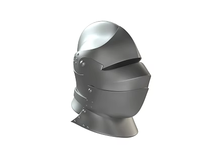 Medieval Knight Metal Helmet With Face Guard And Rivet Design 3d model