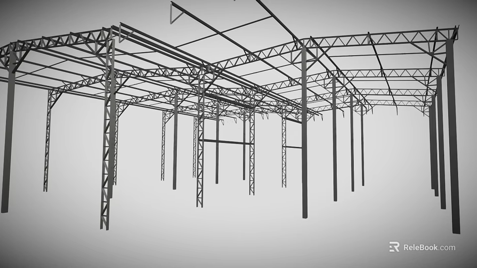 Industrial Heavy Duty Steel Frame Structure System For Building Support Equipment 3d model 