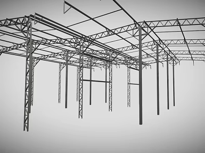 Industrial Heavy Duty Steel Frame Structure System For Building Support Equipment 3d model