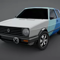 Two Tone White And Blue Hatchback Car With Black Alloy Wheels And Modern Design