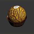 Golden Wrapped Round Chocolate in Brown Paper Cup with Shiny Surface