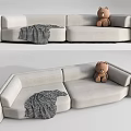 Modern double sofa three-seat sofa 3d model