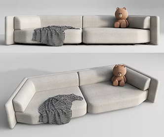 Modern double sofa three-seat sofa 3d model