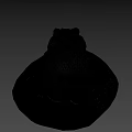 Realistic Brown Frog Statue On White Circular Base With Detailed Texture
