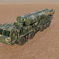Camouflage Green Military Vehicle With Missile Launch System And Multiple Wheels On Desert Terrain
