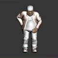 3D Male Character Model With Blue Cap Brown Jacket Gray Pants And Brown Shoes