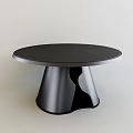 Modern Round Table With Black Tabletop And Silver Curved Base Design 3d model