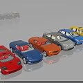 Colorful Toy Cars In Different Colors Arranged Neatly In A Row
