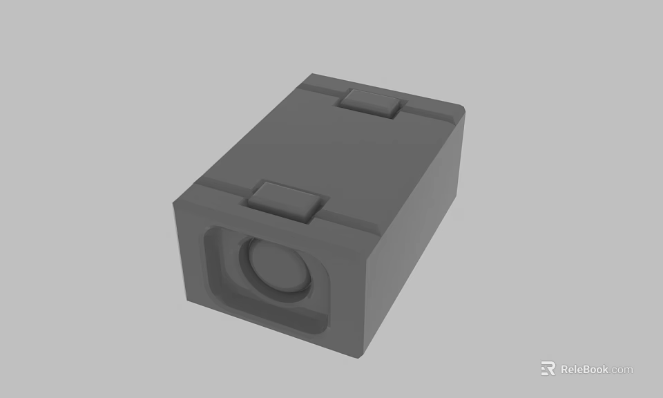 Detailed Gray Rectangular 3D Model With Protruding Blocks And Circular Hole 3d model 