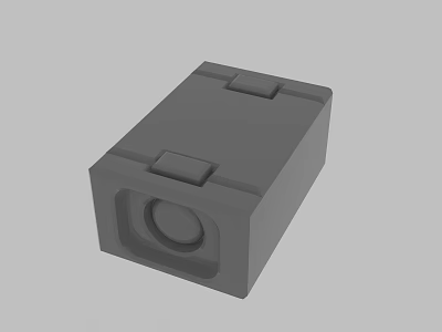 Detailed Gray Rectangular 3D Model With Protruding Blocks And Circular Hole 3d model