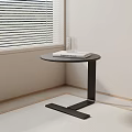 Minimalist Modern Black Side Table with Book and Glass near Window Blinds