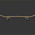 Black Skateboard With Smiley Face Design Wooden Edge And Wheels On Reflective Surface