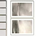 Elegant Modern Picture Frames With Gray Abstract Paintings And White Borders 3d model