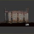 Architectural Replica Model Of Classical Ruined Building With Columns On Base 1104