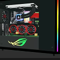 Gaming PC Case with Transparent Panel RGB Lighting and Red Cooling Fans