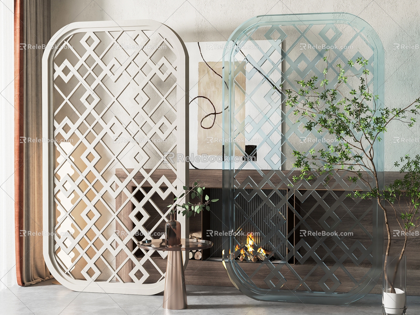 Modern partition partition screen 3d model