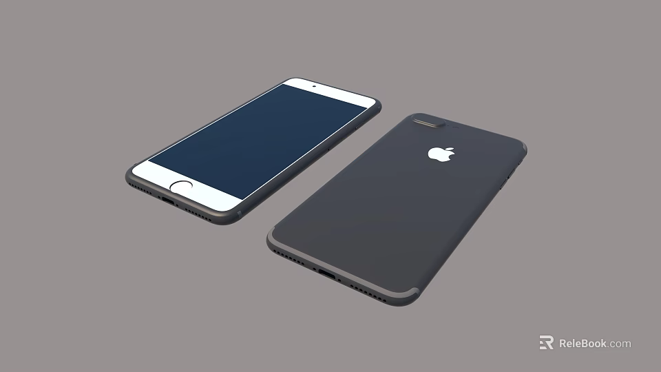 Modern Smartphones Front Blue Screen Display And Back Black Cover With White Brand Logo Design 3d model 