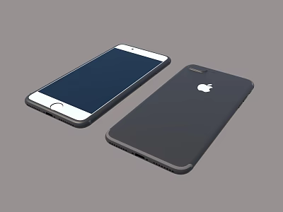 Modern Smartphones Front Blue Screen Display And Back Black Cover With White Brand Logo Design 3d model