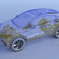 Transparent Electric Car Technical Structure With Battery Engine And Suspension System