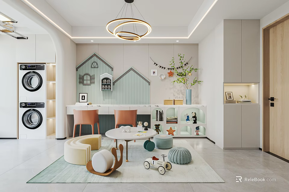 Modern Playroom Interior With Toys Cozy Seating And Chic Decor 3d model 