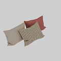 Decorative Striped And Solid Color Fabric Pillows In Beige And Red Tones