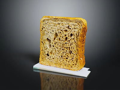 Freshly Baked Sourdough Bread Slice with Air Pockets on White Background 3d model