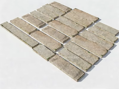Garden Path Paving With Natural Stone Slabs In Regular Textured Pattern 3d model