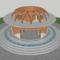 Landscape landscape small building round pavilion 3d model