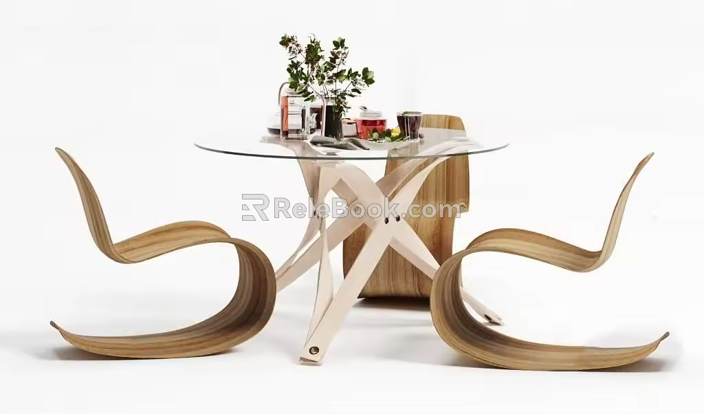 Casual table and chair combination 3d model