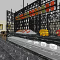 Hotel Lobby Interior With Marble Floor Glass Partitions Reception Desk And Decorative Wall