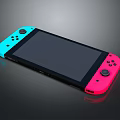 Modern Portable Electronic Gaming Console With Blue Pink Controllers And Black Screen Design 3d model